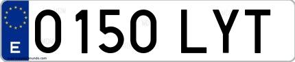 Ejemplo de matrícula española 0150 LYT