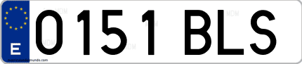 Ejemplo de matrícula de coche ordinaria 0151 BLS