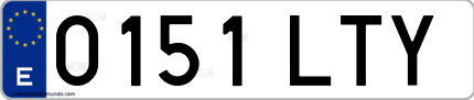 Ejemplo de matrícula de coche ordinaria 0151 LTY