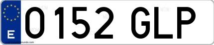 Ejemplo de matrícula española 0152 GLP