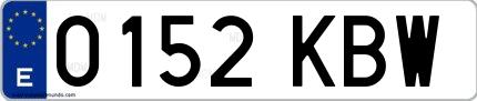 Ejemplo de matrícula española 0152 KBW