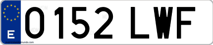 Ejemplo de matrícula de coche ordinaria 0152 LWF
