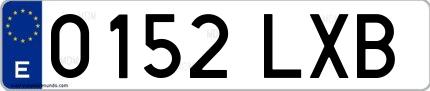 Ejemplo de matrícula española 0152 LXB