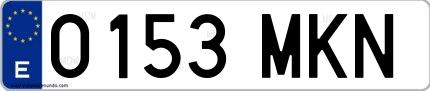 Ejemplo de matrícula de coche ordinaria 0153 MKN