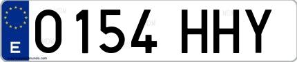 Ejemplo de matrícula de coche ordinaria 0154 HHY