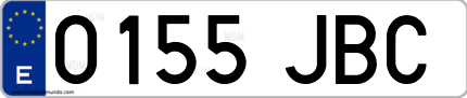 Ejemplo de matrícula de coche ordinaria 0155 JBC