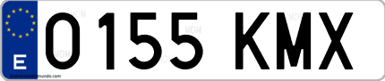Ejemplo de matrícula de coche ordinaria 0155 KMX