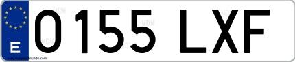 Ejemplo de matrícula española 0155 LXF