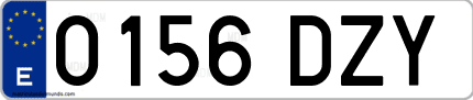 Ejemplo de matrícula de coche ordinaria 0156 DZY