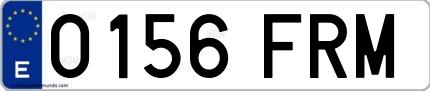 Ejemplo de matrícula española 0156 FRM