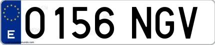 Ejemplo de matrícula española 0156 NGV
