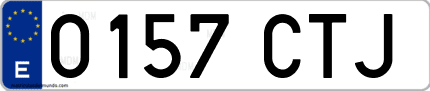 Ejemplo de matrícula de coche ordinaria 0157 CTJ