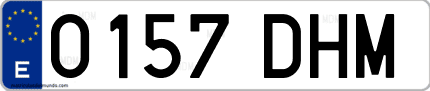 Ejemplo de matrícula de coche ordinaria 0157 DHM
