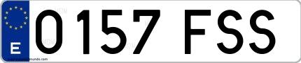Ejemplo de matrícula española 0157 FSS