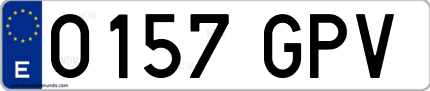 Ejemplo de matrícula de coche ordinaria 0157 GPV
