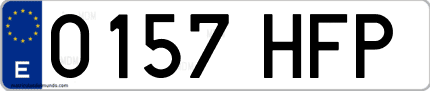 Ejemplo de matrícula de coche ordinaria 0157 HFP