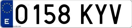 Ejemplo de matrícula española 0158 KYV