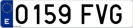 Ejemplo de matrícula de coche ordinaria 0159 FVG