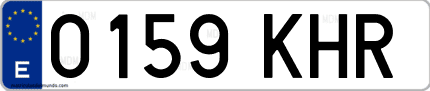 Ejemplo de matrícula de coche ordinaria 0159 KHR
