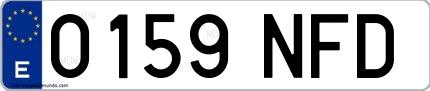Ejemplo de matrícula española 0159 NFD