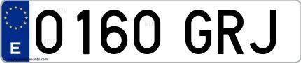 Ejemplo de matrícula de coche ordinaria 0160 GRJ