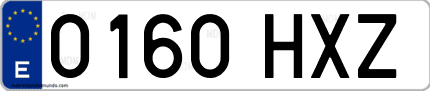 Ejemplo de matrícula de coche ordinaria 0160 HXZ