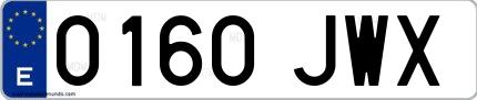 Ejemplo de matrícula española 0160 JWX