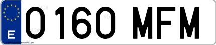 Ejemplo de matrícula española 0160 MFM