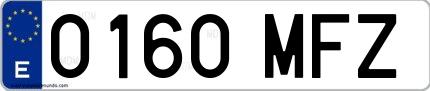 Ejemplo de matrícula española 0160 MFZ