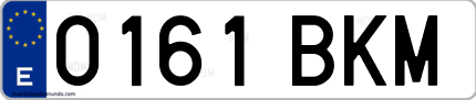 Ejemplo de matrícula de coche ordinaria 0161 BKM