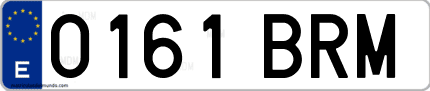 Ejemplo de matrícula de coche ordinaria 0161 BRM