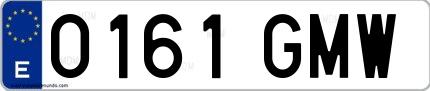 Ejemplo de matrícula española 0161 GMW