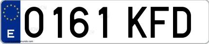 Ejemplo de matrícula española 0161 KFD