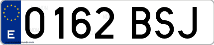 Ejemplo de matrícula de coche ordinaria 0162 BSJ