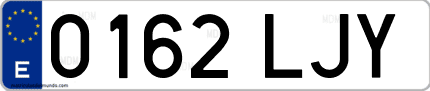 Ejemplo de matrícula de coche ordinaria 0162 LJY
