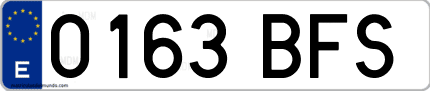 Ejemplo de matrícula de coche ordinaria 0163 BFS