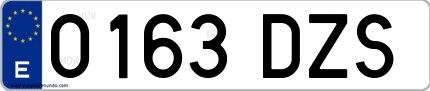 Ejemplo de matrícula española 0163 DZS