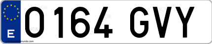 Ejemplo de matrícula de coche ordinaria 0164 GVY