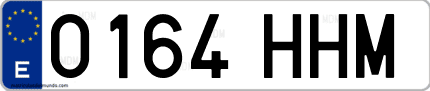 Ejemplo de matrícula de coche ordinaria 0164 HHM