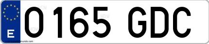 Ejemplo de matrícula española 0165 GDC