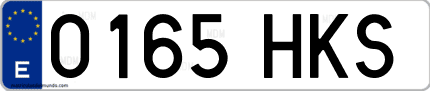 Ejemplo de matrícula de coche ordinaria 0165 HKS
