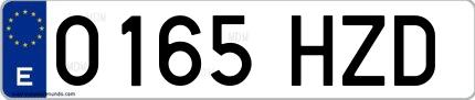 Ejemplo de matrícula española 0165 HZD