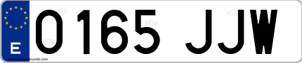 Ejemplo de matrícula de coche ordinaria 0165 JJW
