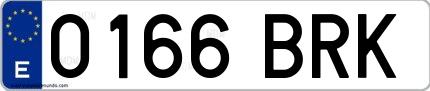Ejemplo de matrícula española 0166 BRK