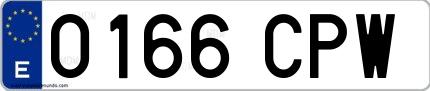 Ejemplo de matrícula española 0166 CPW