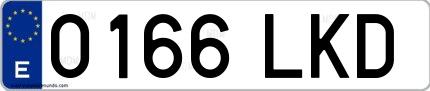 Ejemplo de matrícula española 0166 LKD