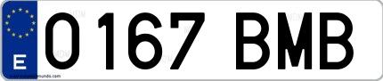 Ejemplo de matrícula española 0167 BMB