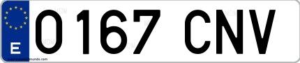 Ejemplo de matrícula de coche ordinaria 0167 CNV