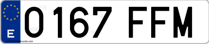 Ejemplo de matrícula de coche ordinaria 0167 FFM