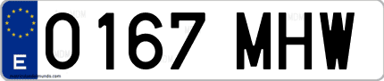 Ejemplo de matrícula de coche ordinaria 0167 MHW